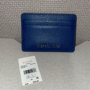 Michael Kors Jet Set River Blue Leather Card Holder Wallet NEW